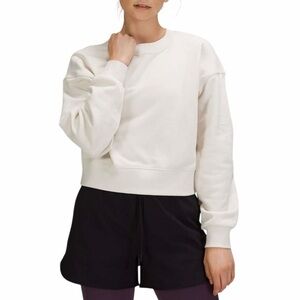 Lululemon Perfectly Oversized Cropped Crew Sweatshirt Cream Softstreme Sz 4